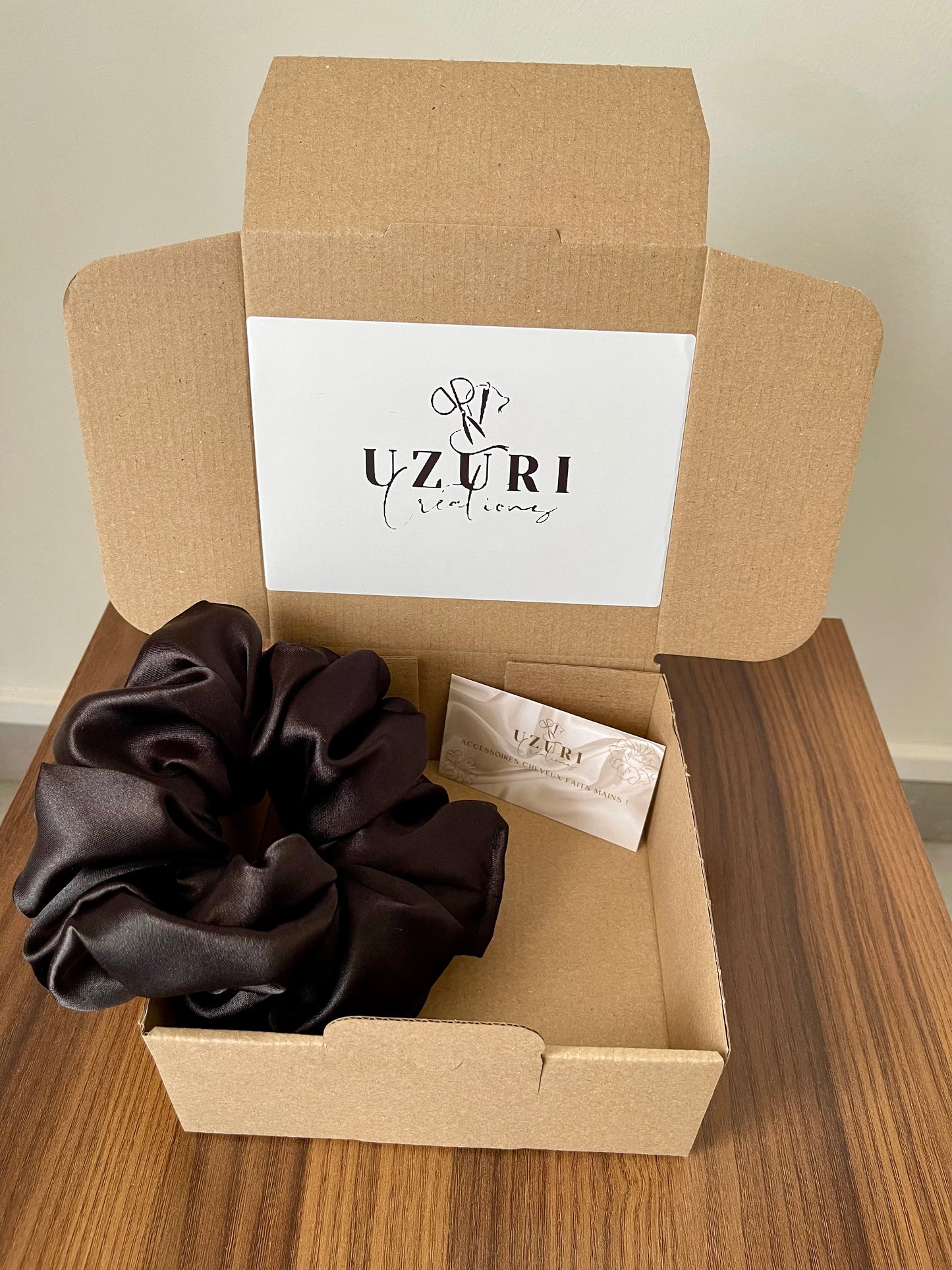 Lot de 2 chouchous XL en satin - Noir & Marron | douceur et protection de cheveux