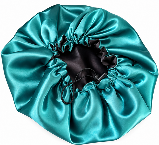 Bonnet en satin- bonnet de nuit réversible et ajustable avec cordon - protection cheveux optimale