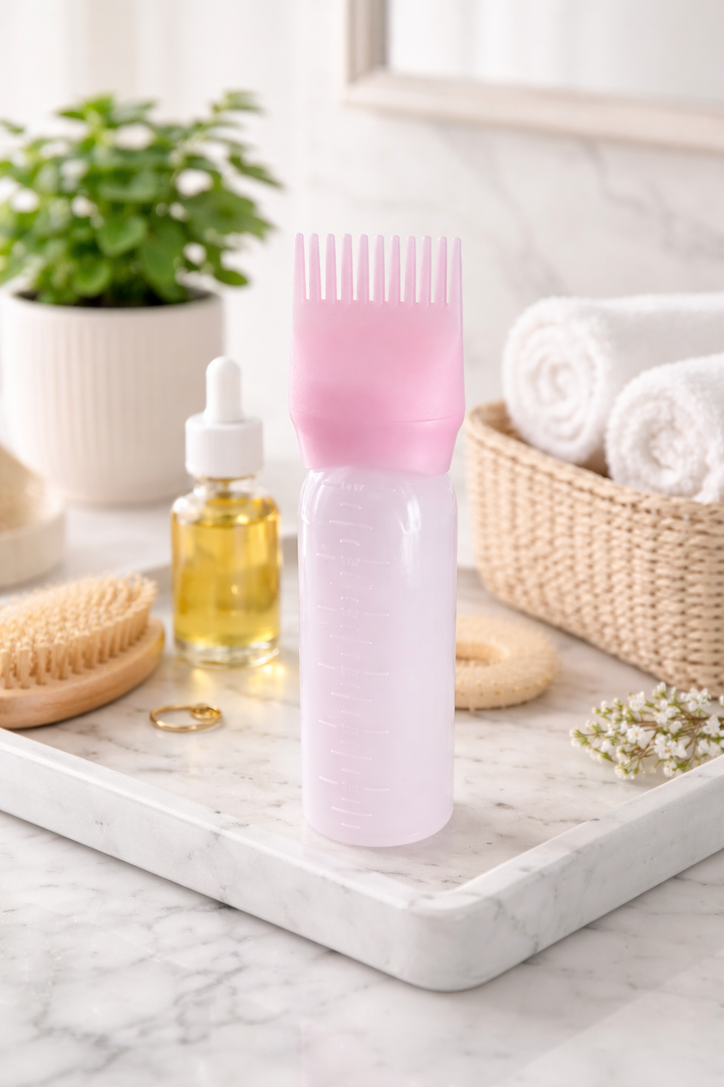 Flacon applicateur huile avec embout peigne - l’outil parfait pour nourrir votre cuir chevelu-( 200ml)