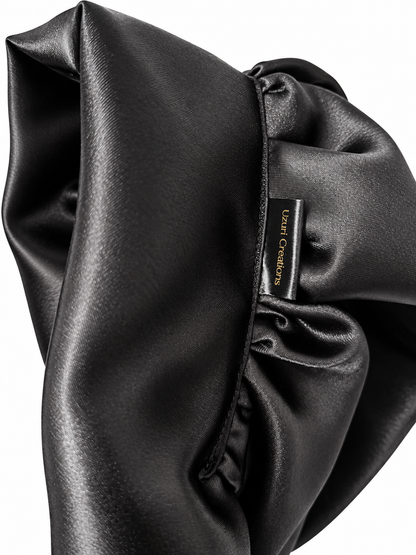 Bonnet Malyah noir - satin à nouer - Protection, confort et élégance