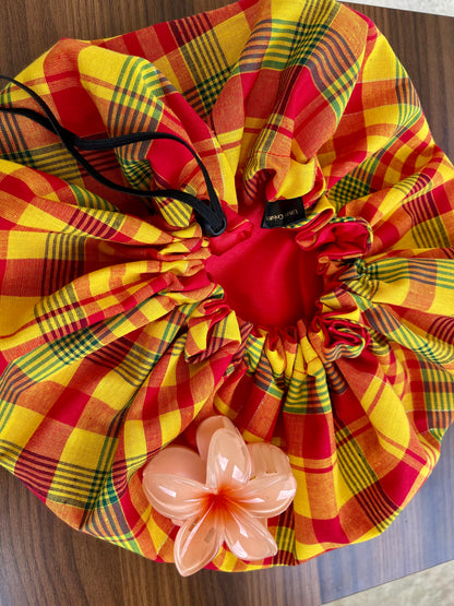 Bonnet en satin cheveux, en Madras, intérieur satiné | protection pour tout types de cheveux