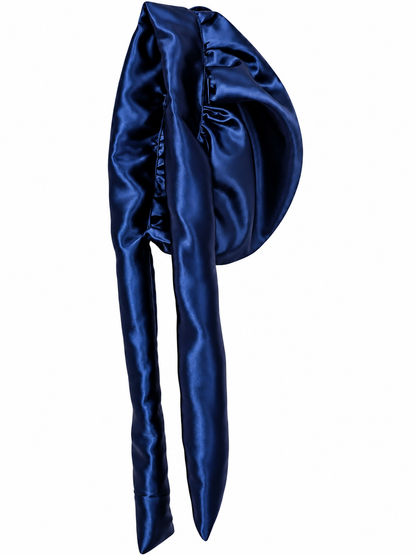 Bonnet Malyah bleu marine - satin à nouer — Protection, confort et élégance