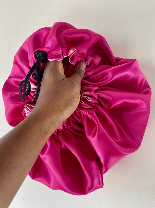 Bonnet de nuit en satin pour cheveux | bonnet en satin réversible et ajustable | routine capillaire
