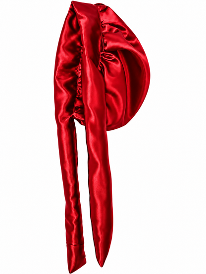 Bonnet Malyah rouge - satin à nouer — Protection, confort et élégance