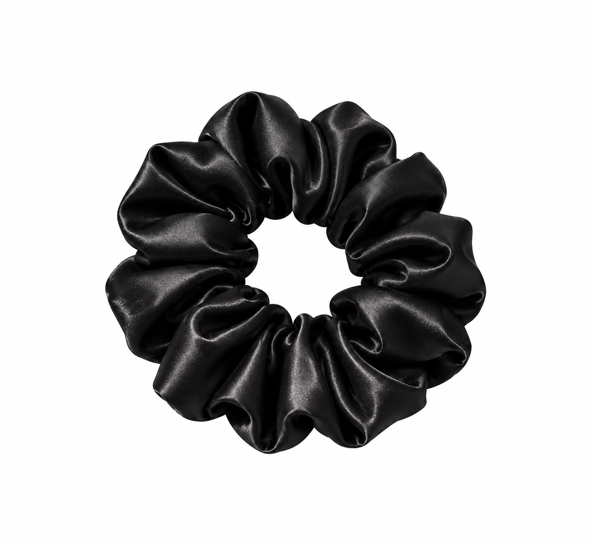 Chouchou cheveux en satin “CAVIAR” taille M