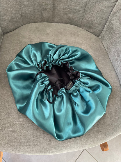 Bonnet en satin- bonnet de nuit réversible et ajustable avec cordon - protection cheveux optimale