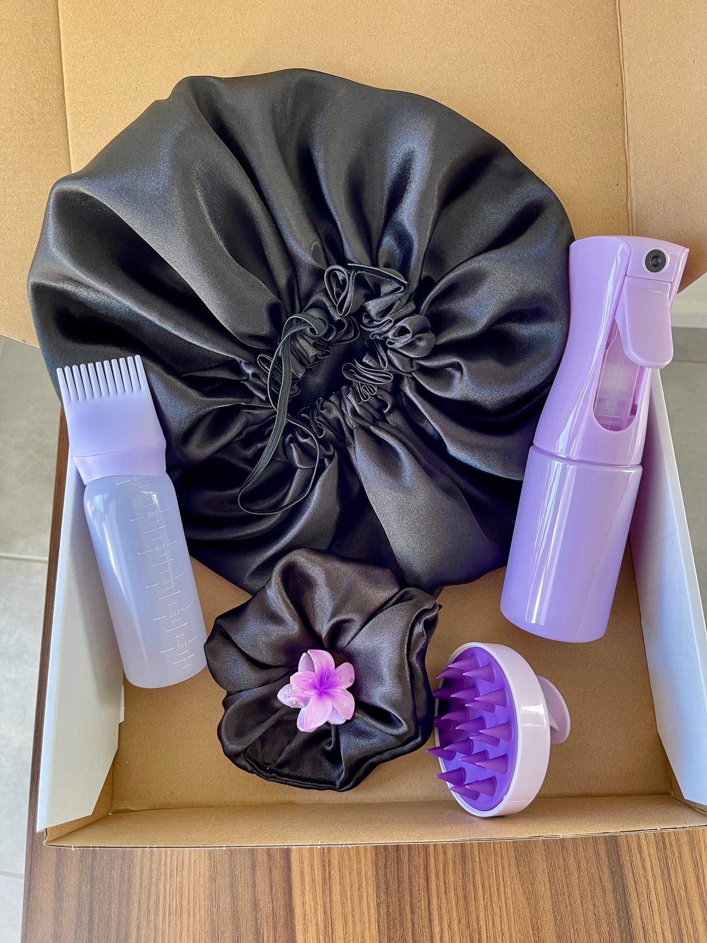 Kit routine capillaire , hydratation et soin du cuir chevelu “ The Black” violet