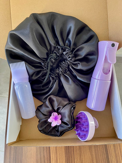 Kit routine capillaire , hydratation et soin du cuir chevelu “ The Black” violet