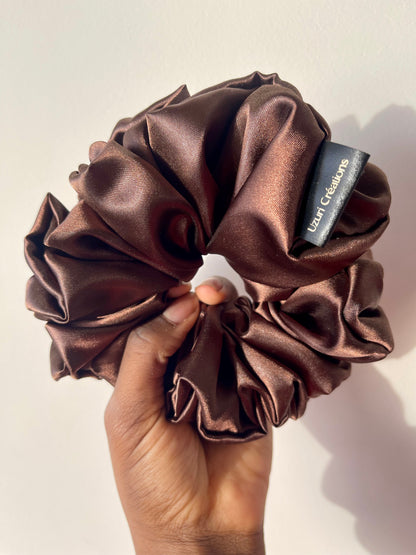 Lot de 2 chouchous XL en satin - Noir & Marron | douceur et protection de cheveux