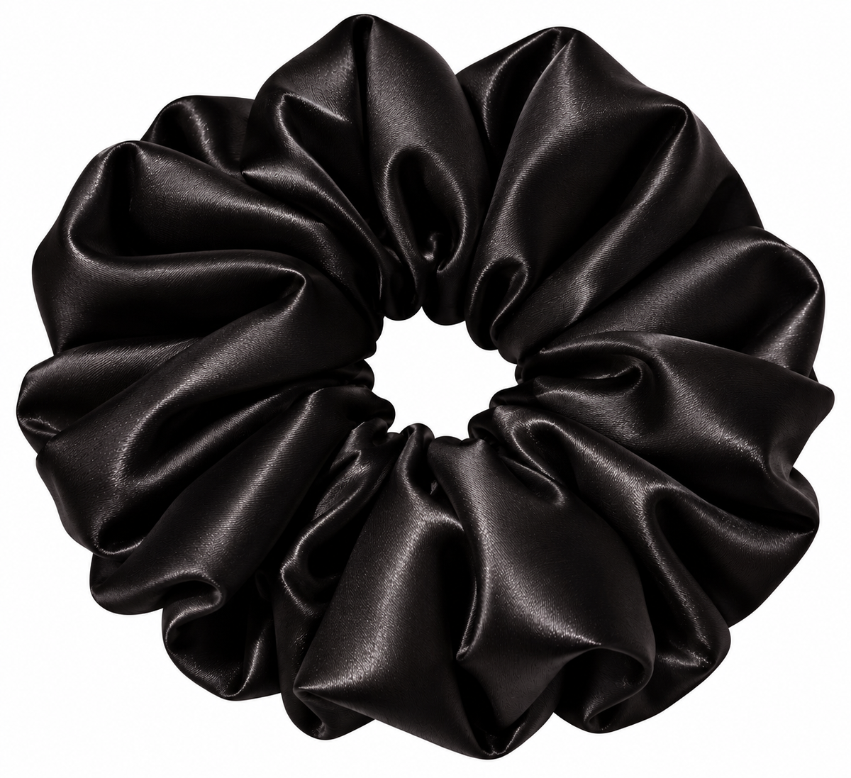Chouchou en satin noir "BLACK BASIC" Taille XL