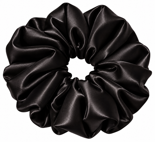 Chouchou en satin noir "BLACK BASIC" Taille XL