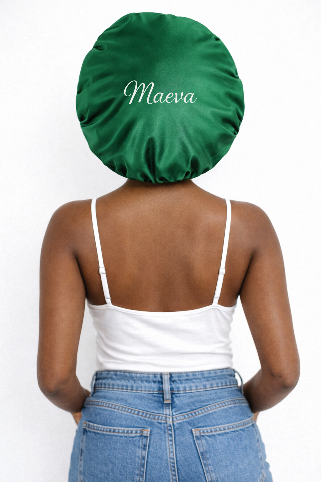 Bonnet en satin personnalisable “GREENY”