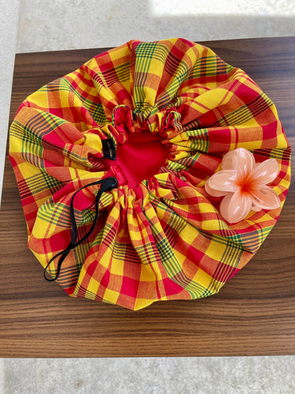 Bonnet en satin cheveux, en Madras, intérieur satiné | protection pour tout types de cheveux
